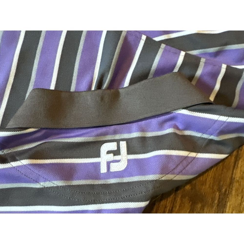 FootJoy Golf Shirt Mens Med Rancho San Marcos logo Purple Brown Stripes - Picture 10 of 11